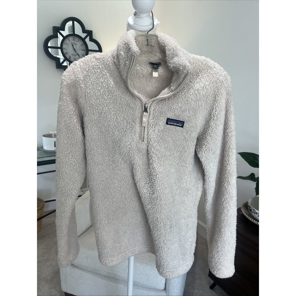 Patagonia Los Gatos Fleece Sweater Beige 1/4 Zip Pullover Women XS Mock Neck - Picture 2 of 10